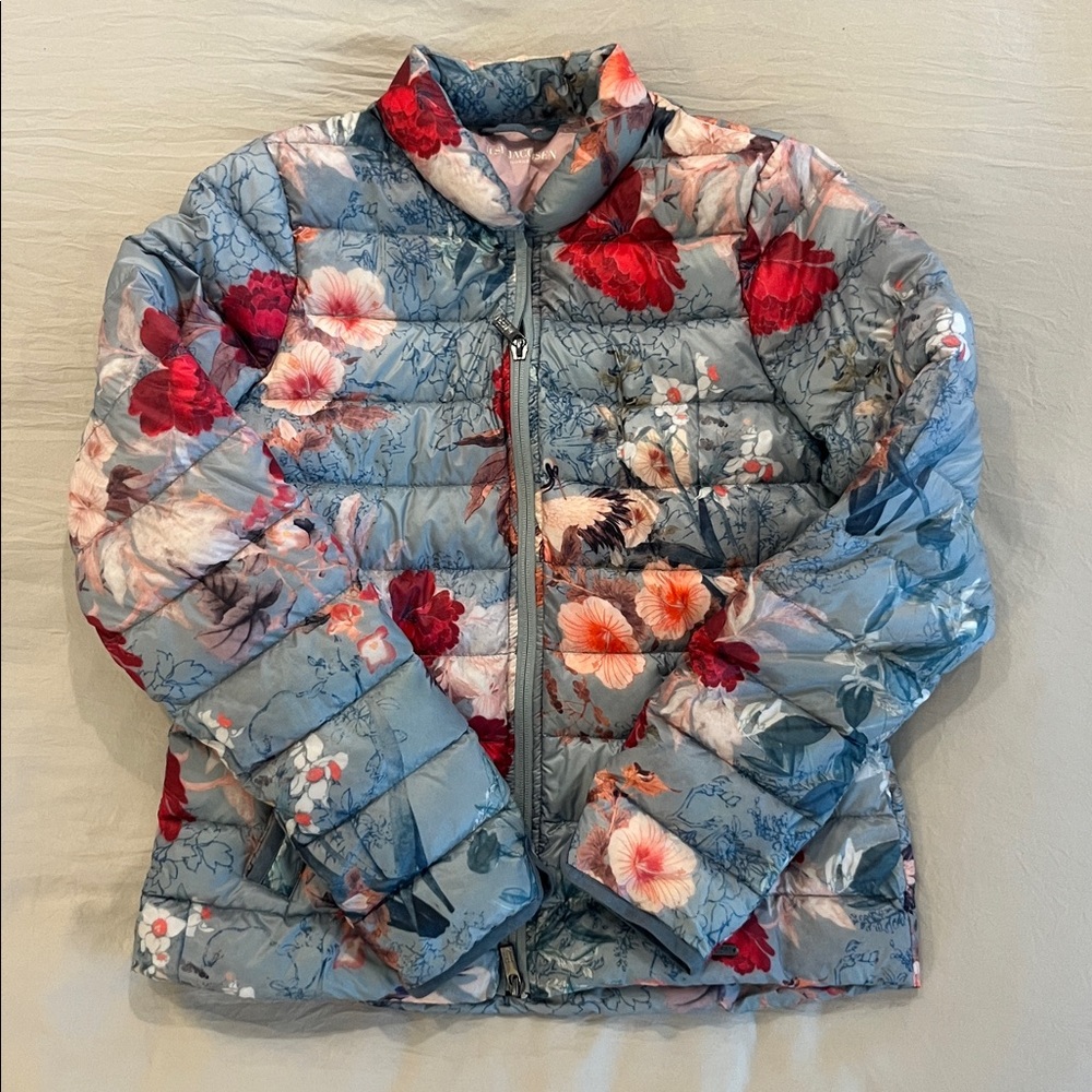 Ilse Jacobsen Red and Pink Floral Short Down Jacket